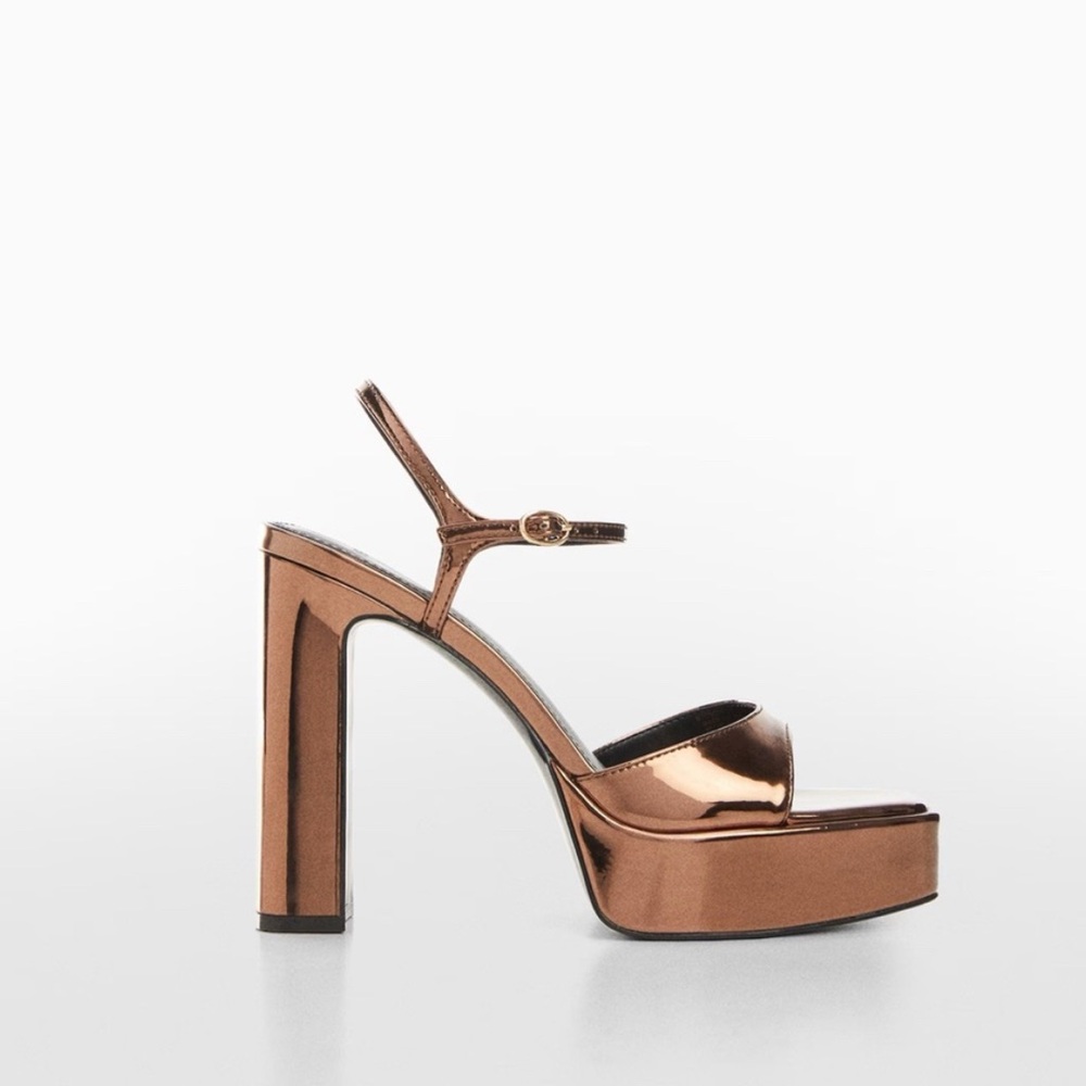 Mango Metallic Platform Sandals